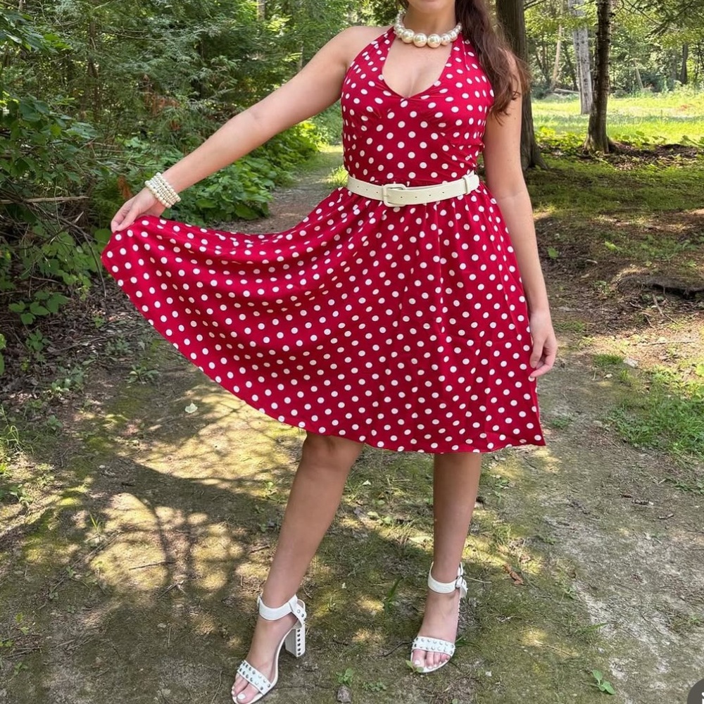 Red Polka Dot Halter Dress